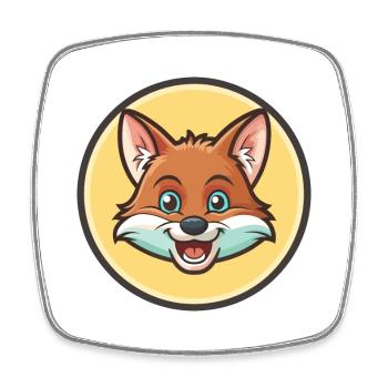 Fox Kawaii Cartoon Character Animal Pet Face - Square fridge magnet - white - Front
