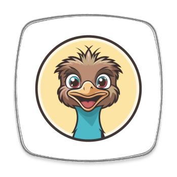 Emu Kawaii Dessin animé Personnage Animal Animal Visage - Magnet carré - blanc - Devant