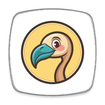 Flamingo Kawaii Cartoon Character Animal Pet Face - Square fridge magnet - white - Front