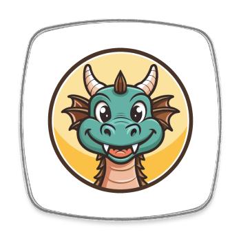 Dragon Kawaii Dessin animé Personnage Animal Animal Visage - Magnet carré - blanc - Devant