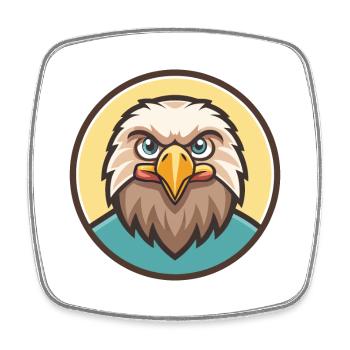 Eagle Kawaii Cartoon Character Animal Pet Face - Square fridge magnet - white - Front