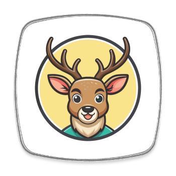 Hirsch Kawaii Cartoon Figur Tier Haustier Gesicht - Viereckiger Kühlschrankmagnet - Weiß - Vorne