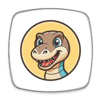 dinosaure kawaii dessin animé personnage animal visage d’animal de compagnie - Magnet carré - blanc - Devant