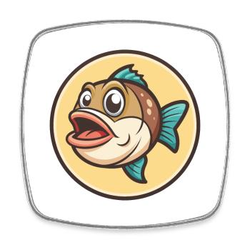 Poisson Kawaii Dessin animé Personnage Animal Animal Visage - Magnet carré - blanc - Devant