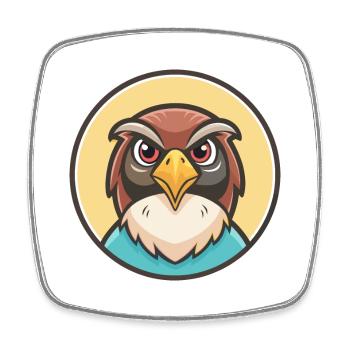Faucon Kawaii Dessin animé Personnage Animal Animal Visage - Magnet carré - blanc - Devant