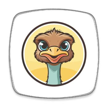 autruche kawaii dessin animé personnage animal visage d’animal - Magnet carré - blanc - Devant