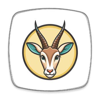 Oryx Kawaii Dessin animé Personnage Animal Animal Visage - Magnet carré - blanc - Devant