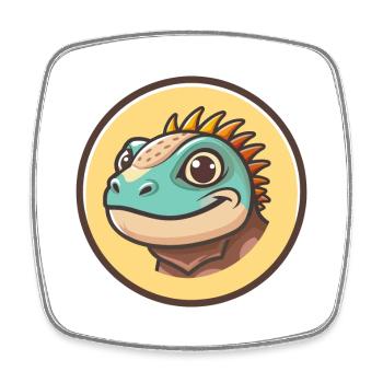 Leguan Kawaii Cartoon Figur Tier Haustier Gesicht - Viereckiger Kühlschrankmagnet - Weiß - Vorne
