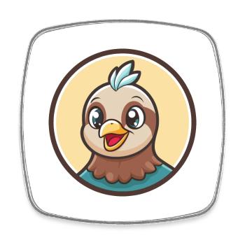 Dove Kawaii Cartoon Figur Tier Haustier Gesicht - Viereckiger Kühlschrankmagnet - Weiß - Vorne