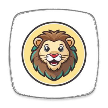 Lion Kawaii Cartoon Character Animal Pet Face - Square fridge magnet - white - Front