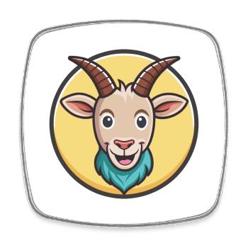 Chèvre Kawaii Dessin animé Personnage Animal Animal Visage - Magnet carré - blanc - Devant
