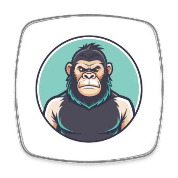 Gorilla Kawaii Cartoon Figur Tier Haustier Gesicht - Viereckiger Kühlschrankmagnet - Weiß - Vorne