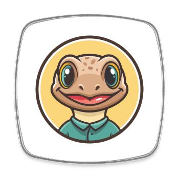 lézard kawaii dessin animé personnage animal visage d’animal de compagnie - Magnet carré - blanc - Devant