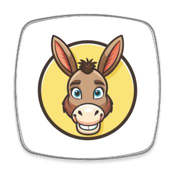 Âne Kawaii Dessin Animé Personnage Animal Visage D’animal - Magnet carré - blanc - Devant