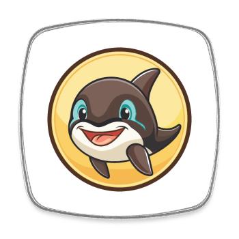 Orca Kawaii Dessin animé Personnage Animal Animal Visage - Magnet carré - blanc - Devant