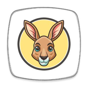 Kangourou Kawaii Dessin animé Personnage Animal Visage D’animal - Magnet carré - blanc - Devant