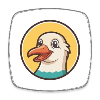 Mouette Kawaii Dessin Animé Personnage Animal Animal Visage - Magnet carré - blanc - Devant