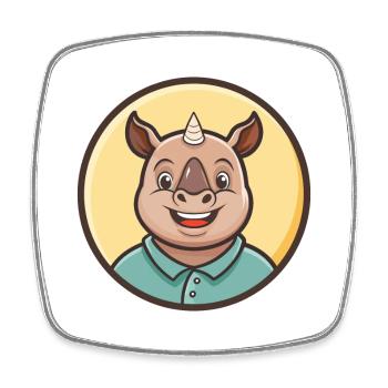 rhinocéros kawaii dessin animé personnage animal visage d’animal de compagnie - Magnet carré - blanc - Devant