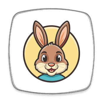Kaninchen Kawaii Cartoon Figur Tier Haustier Gesicht - Viereckiger Kühlschrankmagnet - Weiß - Vorne
