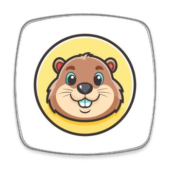 Murmeltier Kawaii Cartoon Figur Tier Haustier Gesicht - Viereckiger Kühlschrankmagnet - Weiß - Vorne