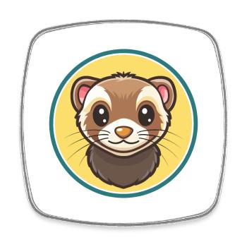 Ferret Kawaii Cartoon Character Animal Pet Face - Square fridge magnet - white - Front