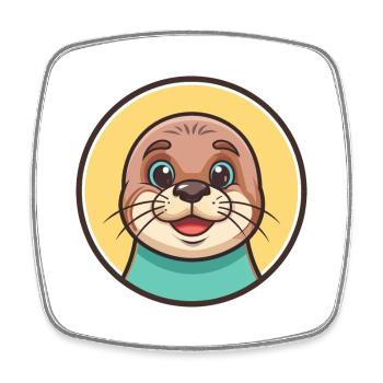 Seal Kawaii Cartoon Character Animal Pet Face - Square fridge magnet - white - Front