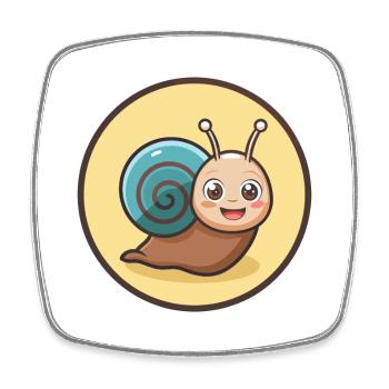 Escargot Kawaii Dessin animé Personnage Animal Visage D’animal - Magnet carré - blanc - Devant