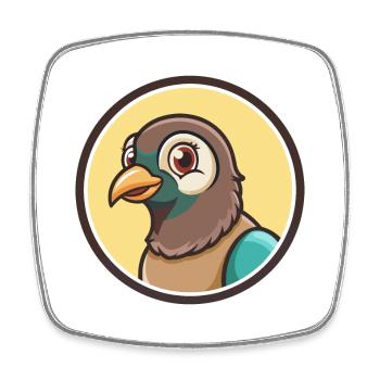 Taube Kawaii Cartoon Figur Tier Haustier Gesicht - Viereckiger Kühlschrankmagnet - Weiß - Vorne