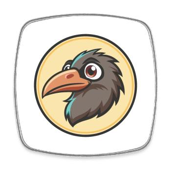 Raven Kawaii Cartoon Figur Tier Haustier Gesicht - Viereckiger Kühlschrankmagnet - Weiß - Vorne