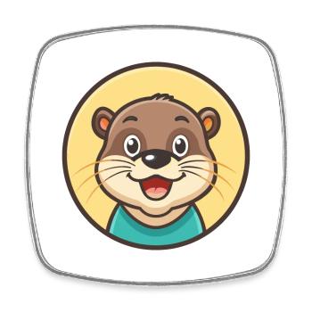 loutre kawaii dessin animé personnage animal visage d’animal - Magnet carré - blanc - Devant