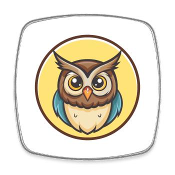 Eule Kawaii Cartoon Figur Tier Haustier Gesicht - Viereckiger Kühlschrankmagnet - Weiß - Vorne
