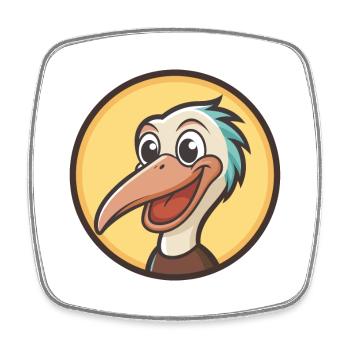Pelikan Kawaii Cartoon Figur Tier Haustier Gesicht - Viereckiger Kühlschrankmagnet - Weiß - Vorne