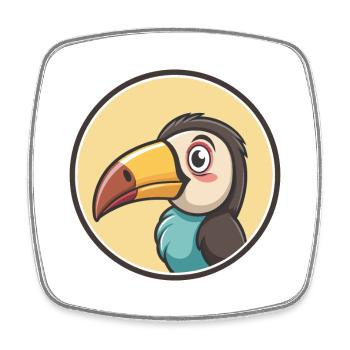 Toucan Kawaii Dessin animé Personnage Animal Animal Visage - Magnet carré - blanc - Devant