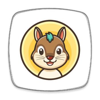 Eichhörnchen Kawaii Cartoon Figur Tier Haustier Gesicht - Viereckiger Kühlschrankmagnet - Weiß - Vorne