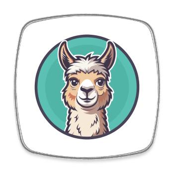 Alpaga Kawaii Dessin animé Personnage Animal Visage D’animal - Magnet carré - blanc - Devant