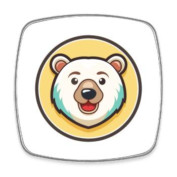 Eisbär Kawaii Cartoon Figur Tier Gesicht - Viereckiger Kühlschrankmagnet - Weiß - Vorne