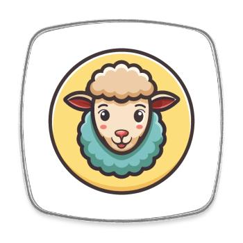mouton kawaii dessin animé personnage animal visage d’animal - Magnet carré - blanc - Devant