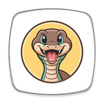 Snake Kawaii Cartoon Character Animal Pet Face - Square fridge magnet - white - Front