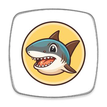 Hai Kawaii Cartoon Figur Tier Haustier Gesicht - Viereckiger Kühlschrankmagnet - Weiß - Vorne