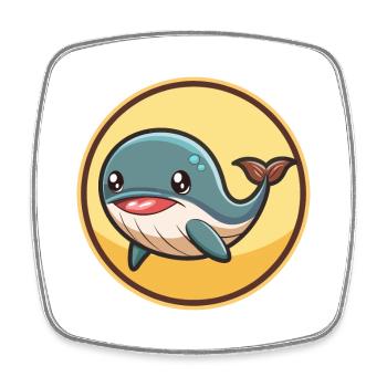 baleine kawaii dessin animé personnage animal visage d’animal - Magnet carré - blanc - Devant
