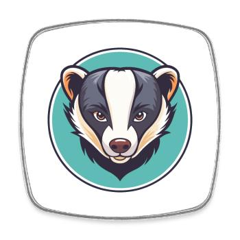 blaireau kawaii dessin animé personnage animal visage d’animal - Magnet carré - blanc - Devant