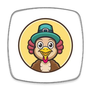 Turquie Kawaii Dessin animé Personnage Animal Animal Visage - Magnet carré - blanc - Devant