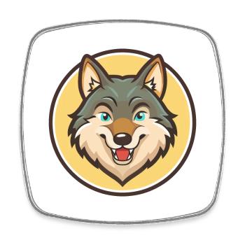 Wolf Kawaii Cartoon Character Animal Pet Face - Square fridge magnet - white - Front