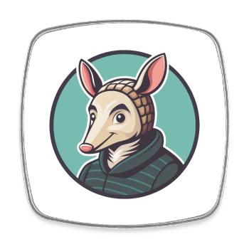 tatou kawaii dessin animé personnage animal visage d’animal - Magnet carré - blanc - Devant
