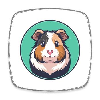 Meerschweinchen Kawaii Cartoon Figur Tier Gesicht - Viereckiger Kühlschrankmagnet - Weiß - Vorne