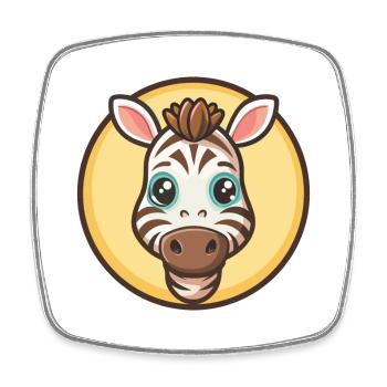 Zebra Kawaii Cartoon Figur Tier Haustier Gesicht - Viereckiger Kühlschrankmagnet - Weiß - Vorne