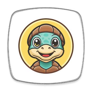 Turtle Kawaii Cartoon Character Animal Pet Face - Square fridge magnet - white - Front