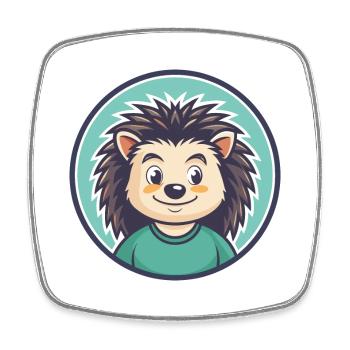 Igel Kawaii Cartoon Figur Tier Haustier Gesicht - Viereckiger Kühlschrankmagnet - Weiß - Vorne
