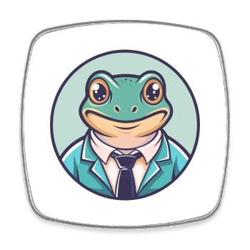 Frog Kawaii Cartoon Character Animal Pet Face - Square fridge magnet - white - Front