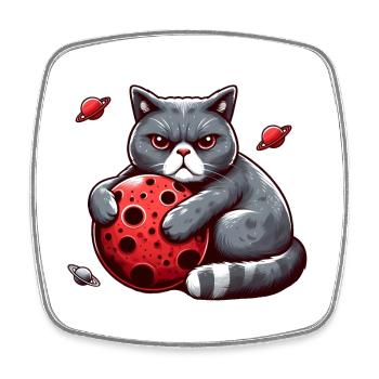 Cat Apocalypse: Grumpy Mood Cat - Square fridge magnet - white - Front